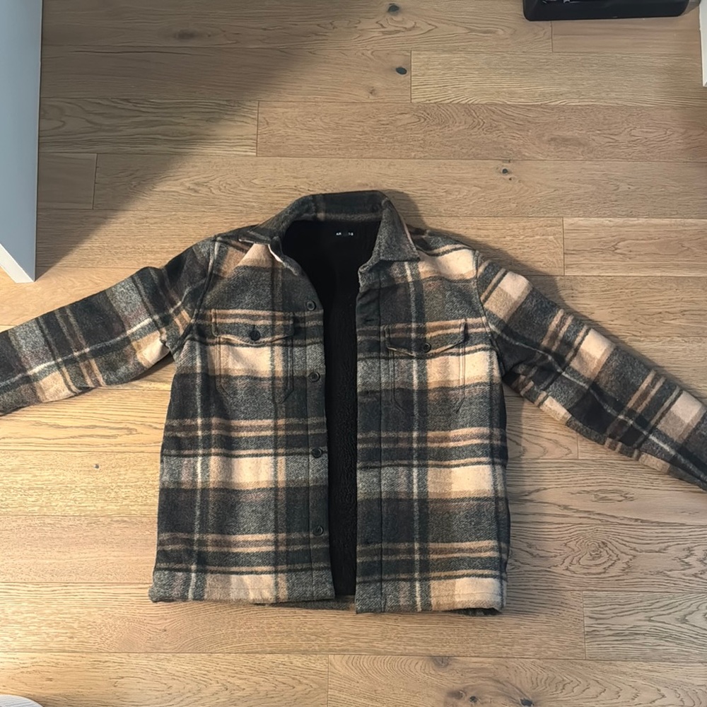 Plaid Men's Jacket in Black and Tan